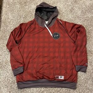 UNRL Sweatshirt State of Hockey MN Hoodie Red Plaid Silk Series Mens Large NWT